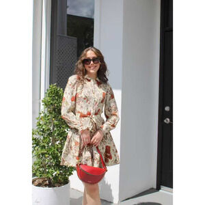 Ulla Johnson SIMONA SILK LONG SLEEVE MINI DRESS US 6